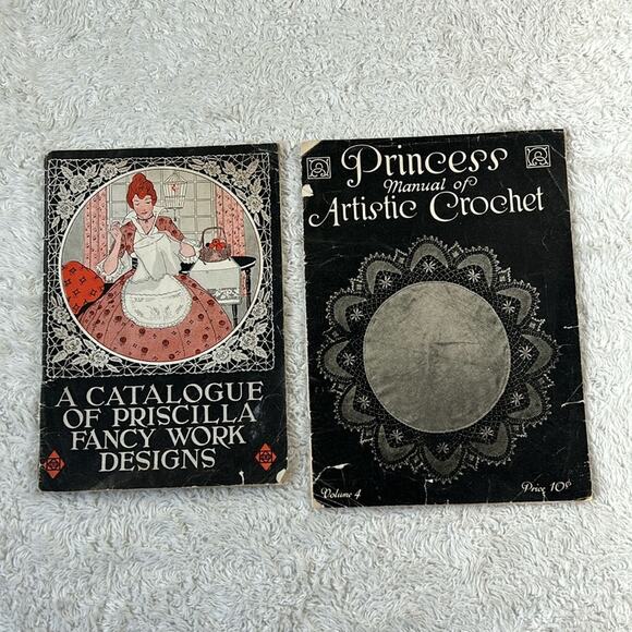 Antique Crochet Priscilla fancywork Designs magazines Princess Manual Vol 4 1910 - Picture 1 of 9
